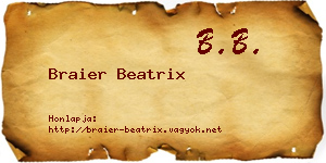 Braier Beatrix névjegykártya